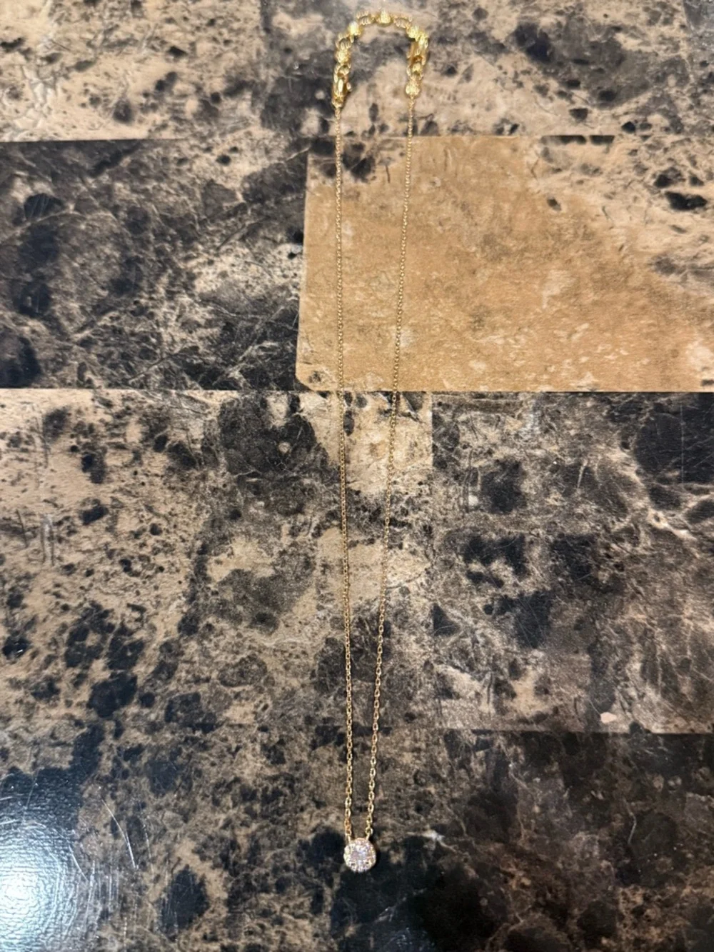 Henri Bendel Gold Tone Pave Diamond-Style Halo Necklace - Picture 2 of 10